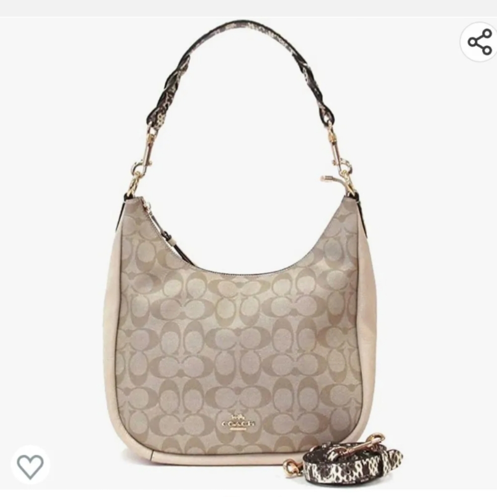 COACH  Pebble Snake Pattern Leather Bag Light Khaki